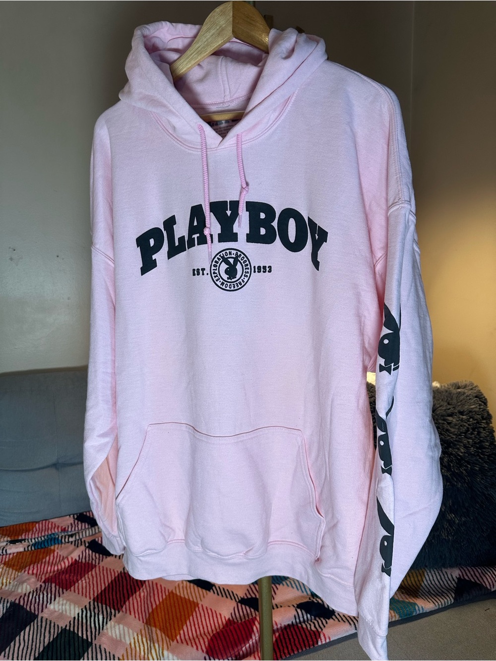 PLAYBOY Pink Logo Pullover Hoodie